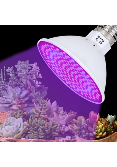 Vkemall 30w E27 Bitki Büyüme Lambası, 200 Led 166 Kırmızı + 34 Mavi , 85-265v, Fito Işık, Sukulent Ve Çiçekler İçin, Fotosentez Ve Hasat Artırıcı