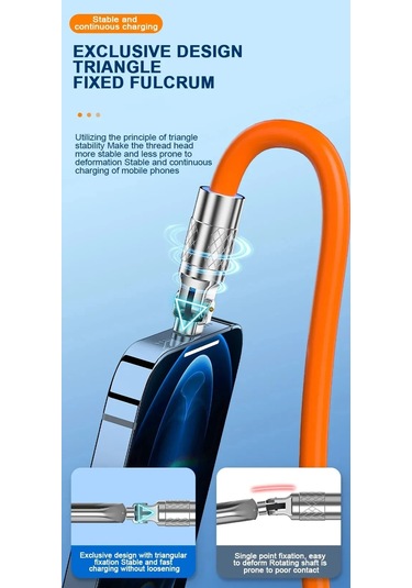 120 W Hızlı Şarj Usb Tip C Kablo 180 Derece Dönme Dirsek Kablosu Oyun İçin Mavi 2m