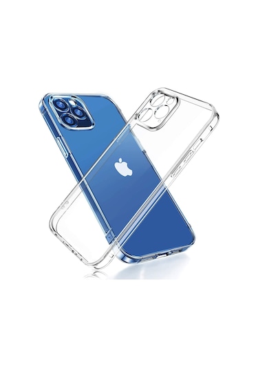 Apple Uyumlu iPhone 12 Pro Max Kamera Korumalı,Tıpalı,Şeffaf Silikon Kılıf