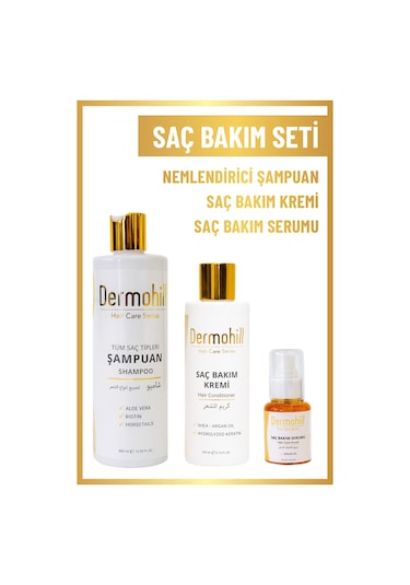 Dermohill Şampuan 400 ML + Saç Kremi 200 ML + Saç Bakım Serumu 60 ML