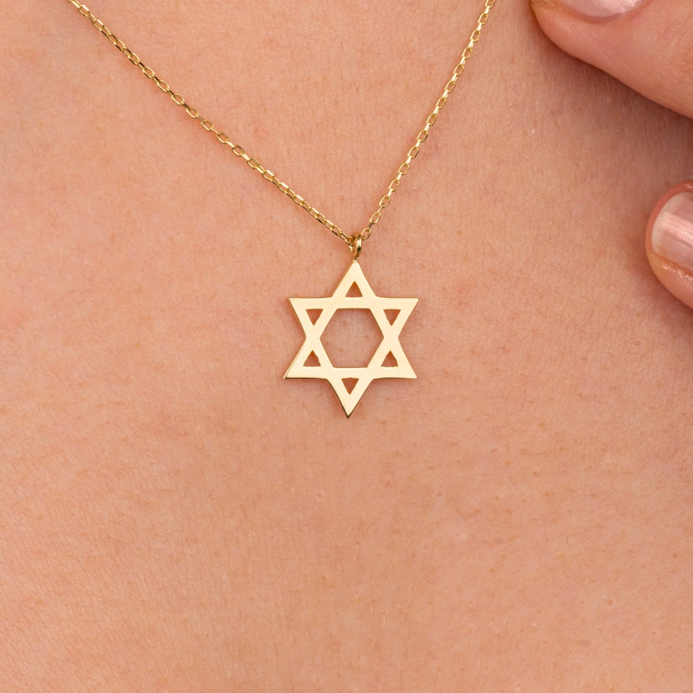 Gümüş Kolye - Davut Yıldızı 925 Ayar Gümüş Kolye Sarı