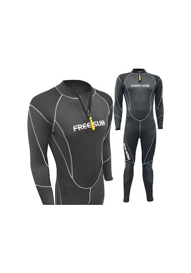 Free-Sub 3mm Thyphoon Siyah Dalış & Sörf Elbisesi Wetsuit Siyah