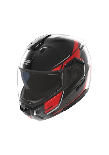 Nolan N90.3 Sincrono 350 Çeneden Açılır Kask Siyah Kırmızı