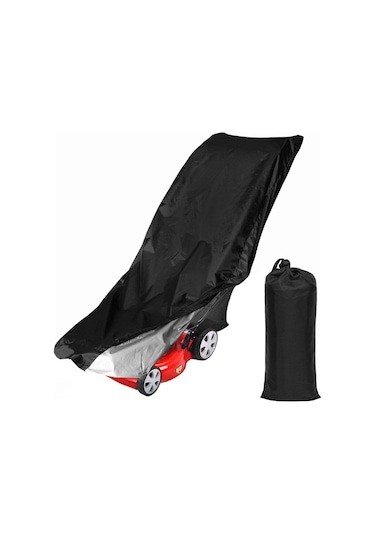 Hfambition 25x74 İnç Siyah Çim Biçme Makinesi Kılıfı - 210d Gümüş Kaplama Su Geçirmez, Güneş Ve Toz Koruyucu, Depolama Çantasıyla Siyah