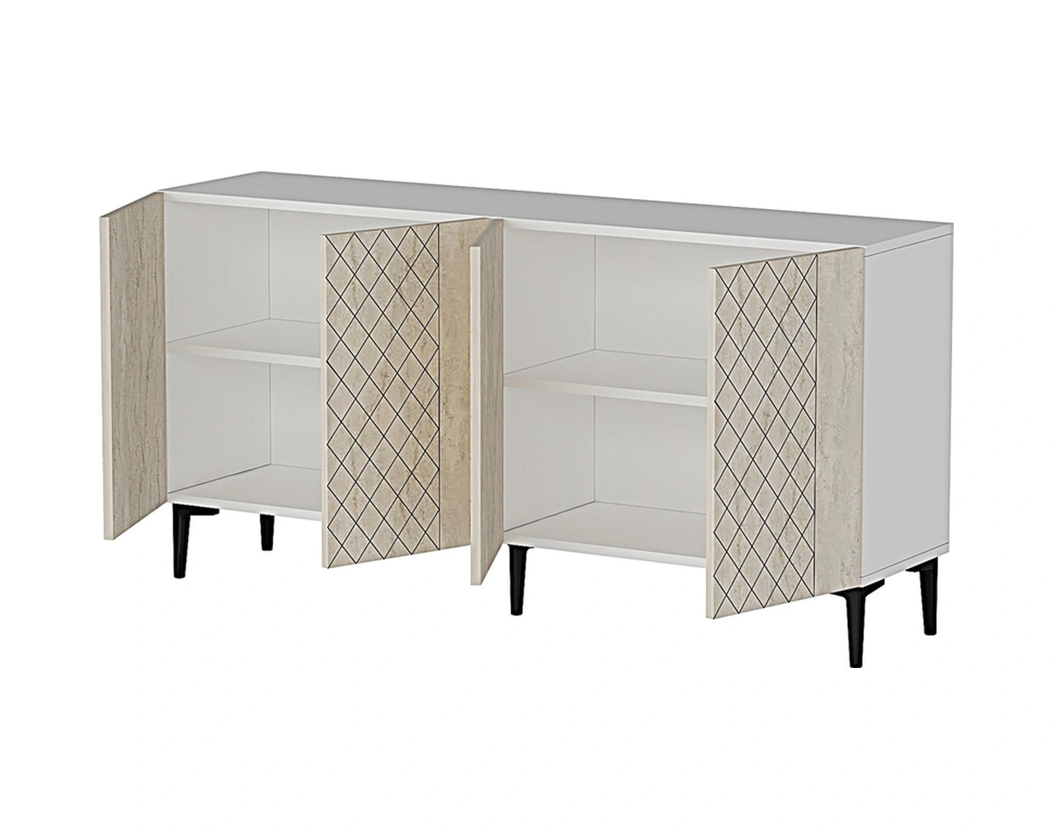 Ka1512bt Resso150 Konsol, Kahve Köşesi, Tv Sehpası Beyaz-traverten 150cm Beyaz