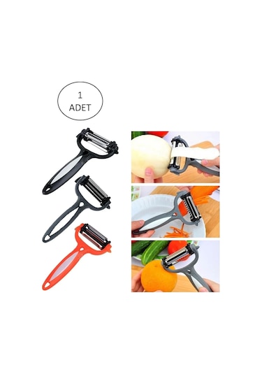 Renkli Saplı 3 Başlı Çelik Soyacak - Soyucu Çok Renkli