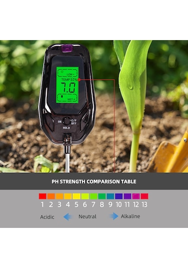Springsun 5'li Sensörlü Toprak Analiz Cihazı: Ph/nem/sıcaklık/ışık/asitlik Ölçer Çiftlik & Bahçe Bitkileri