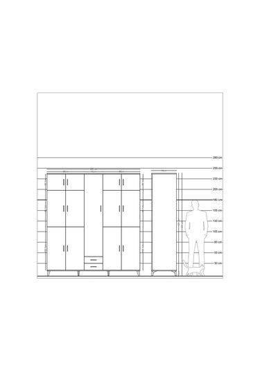 Kronos Dolap 10 Raflı 2 Çekmeceli 4 Askılı 220x59x243 Antrasit-antrasit/antrasit Antrasıt/antrasıt