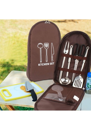 Symbee Kahverengi Kamp Çadır Mutfak Gereçleri Çantası Nilon Taşınabilir Outdoor Malzeme Saklama Çantası Kahverengi