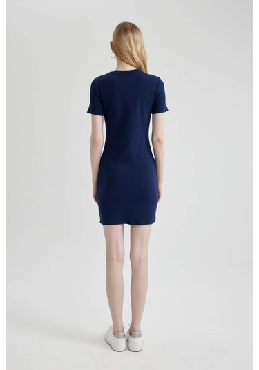 DeFacto Coool Bodycon Vücudu Saran Bisiklet Yaka Fitilli Kaşkorse Kısa Kollu Mini Elbise C1503AX24SPNV241 DeFacto Coool Bodycon Vücudu Saran Bisiklet Yaka Fitilli Kaşkorse Kısa Kollu Mini Elbise C1503AX24SPNV241