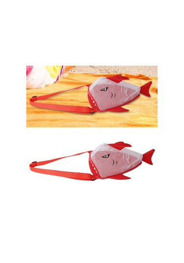 Suntek Yaz Çocukları Mesh Plaj Kabuk Torbası 25x18x15cm Çok Kırmızı