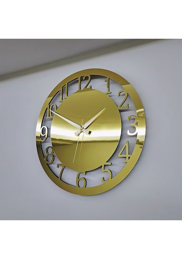 Dekoratif Gold Aynalı Duvar Saati Altın
