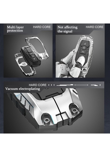 Maiyame Ford 5 Tuşlu Akıllı Anahtar Koruması, Metal Kasa, Çarpma Ve Kırılma Koruma, Fusion/explorer/mustang/f150 Uyumlu, Siyah Renk + Halka Kanca