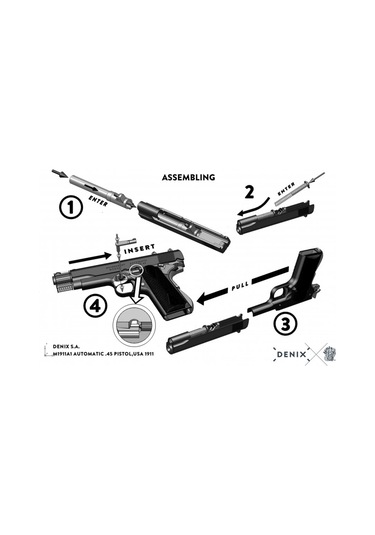 Denix-automatıc .45 Pıstol M1911a1,usa 1911 Wwı & Iı -jdnx8312