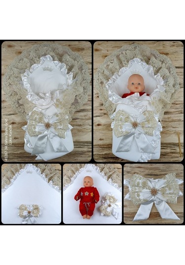 Sahra Soylu Rose Bebek Kundağı Unisex Bebek Dış Kundak Battaniyesi Hastane Çıkışı Kundak Battaniye Altın