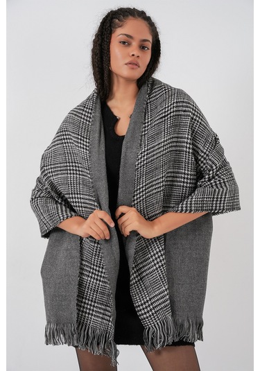 Kadın Yumuşak Dokulu Kalın Şal Atkı 15951 - Antrasit Antrasit