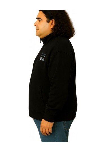 Erkek Büyük Beden 122-158 Kilo Arası İçin Uygun Pamuklu Geniş Kalıp Dik Yaka Fermuarlı Sweat Mont Siyah Erkek Büyük Beden 122-158 Kilo Arası İçin Uygun Pamuklu Geniş Kalıp Dik Yaka Fermuarlı Sweat Mont Siyah