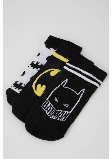 Defacto Erkek Çocuk Batman Pamuklu 3'lü Patik Çorap V6649A6NSKR1 Çok Renkli