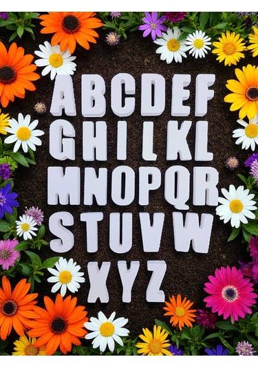 Harf Ve Rakamlar Taş Boyama, Okul Ve Aile Etkinlik Seti, 9 Renk Boya İle