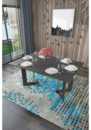 Asra Trend %100 Mdflam Yemek Masası Ym-02 Antrasit Antrasit