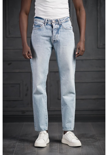 Fbı Pamuklu Taş Yıkama Baggy Geniş Paça Jean Pantolon Buz Mavi