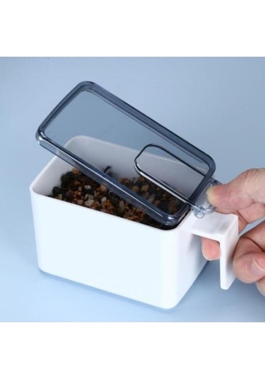 Createtech Sarı Kaşıklı Çeşni Kabı: Pratik Plastik, Düzenli Saklama Kutusu Mutfak İçin Sarı