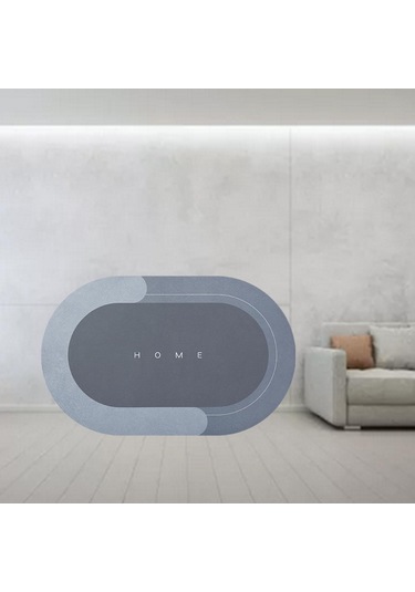 Suntek Kapı Paspası Giriş Çabuk Kuruyan Halı Zemin Mavi 40x60cm Oval
