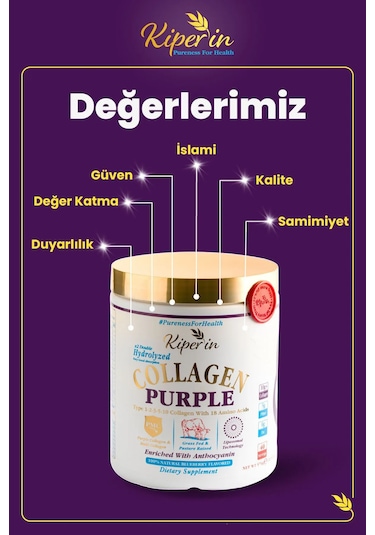 Kiperin Purple Çoklu Kolajen Peptitleri içeren Lipozomal Mor Kolajen 576 ﻿﻿ML