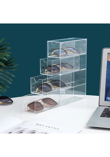 4 Katmanlı Plastik Çekmece Saklama Kutusu Şeffaf Toz Geçirmez Beyaz