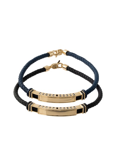 14 Ayar Altın Plaka Lacivert Kauçuk Erkek Bilekliği Lacivert