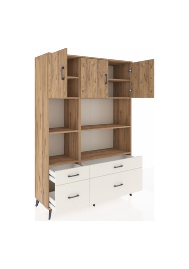 Hyperion Dolap 8 Raflı 4 Çekmeceli 3 Kapaklı 132x44x195 Çam-çam/aytaşı Atlas Çam/aytası