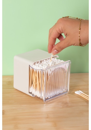 Porsima 3134 Doğal Ahşap Bambu Saplı Standlı Kulak Temizleme Çubuğu Seti- 190 Adet Renkli