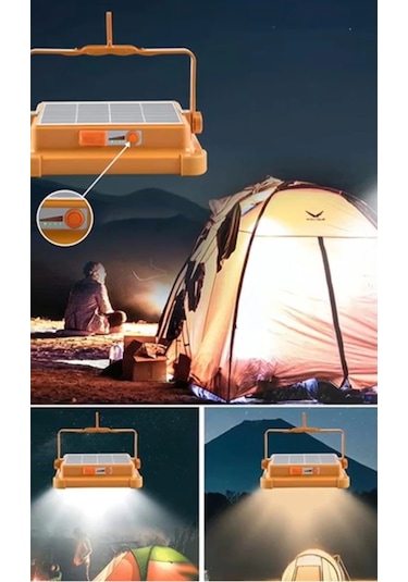 200 Watt Güneş Enerjili Solar Projektör Ve Kamp Aydınlatması Fener Işıldak Ve Powerbank