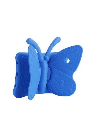 Kilifone - Galaxy Uyumlu Galaxy Tab S6 Lite P610 - Kılıf Kelebek Figürlü Stand Olabilen Çocuklar İçin Koruyucu Tablet Kılıfı - Mavi