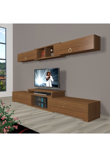 Decoraktiv Flex 5 Mdf Gold Tv Ünitesi Tv Sehpası Ceviz