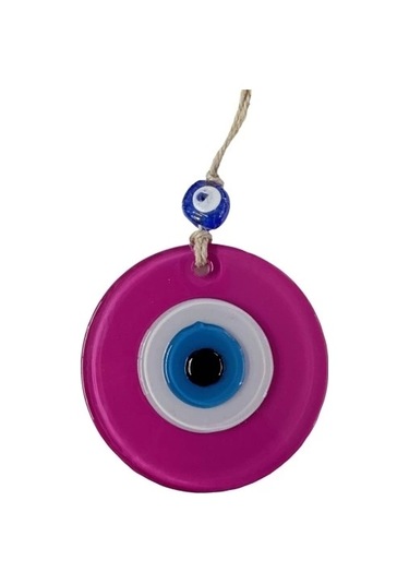 Pembe Nazar Boncuklu Duvar Süsü 10 Cm Cam Duvar Dekoru
