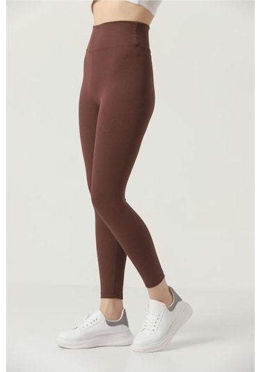 Kallima Kahverengi Içi Polarlı Kışlık Yüksek Bel Toparlayıcı Fitilli Tayt Kahverengi