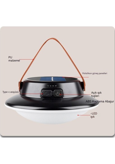 Jian Fan Taşınır Kanca Güneşkamp Lambası Acil Su Geçilmez Lamba-kahverengi Kahverengi