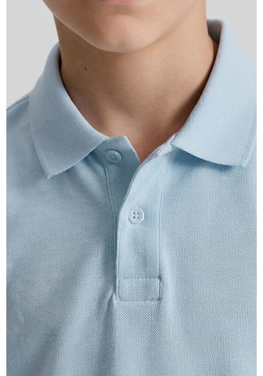 Tommy Life Açık Mavi Polo Yaka Standart Fit Basic Unisex T-shirt - 11330