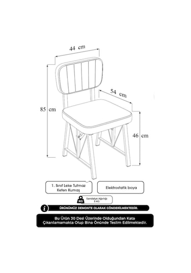 Elfin 70x110cm Sabit Atllantik Yemek Masası, Yemek Masası Takımı, Mutfak Masası, 4 Antrasit Sandalye Antrasit