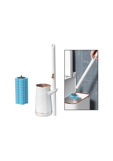 Suntek Magideal  Tek Kullanımlık Tuvalet Fırçası Klozet Dolum Başlığı Pot-10x-mavi-kafa