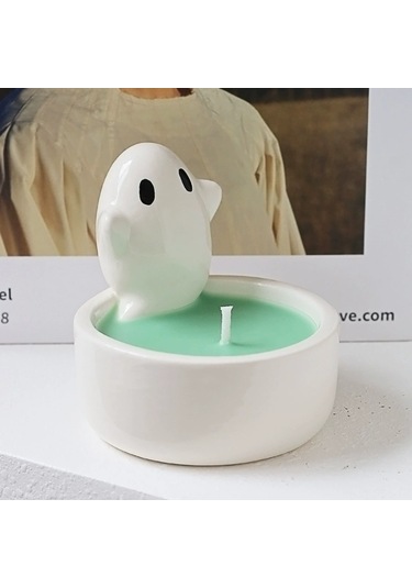 Springsun Seramik Kedi Fantom Mumluk, Nordik Stil Dekorasyon, Halloween Hediyesi, Aromaterapi Mum Tutucu Mum Dahil Değil