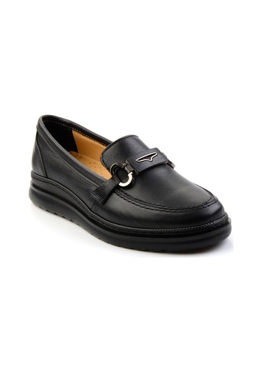 Siyah Hakiki Deri Kadın Casual Ayakkabı K01300400503 Siyah