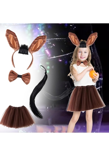 Suntek Çocuk Için Hayvan Kafa Bandı Ve Kuyruk Seti Stil-a