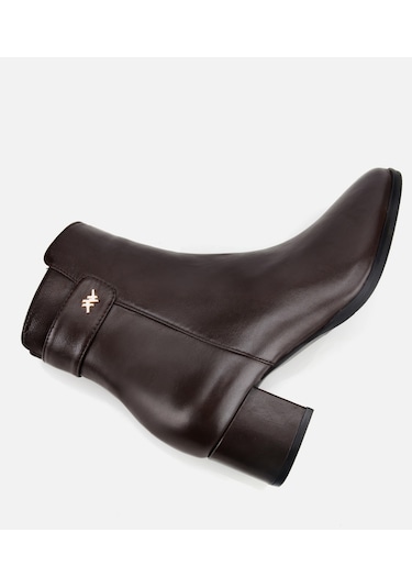 Hotiç Kadın Deri Kahverengi Toka Detaylı Bilekte Topuklu Bot 01boh313370a480 01boh313370a480 Kahverengi