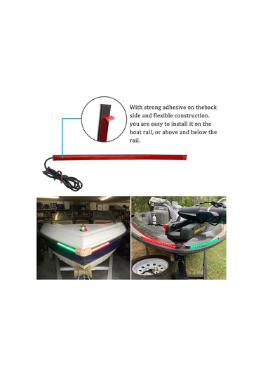 Konesam Deniz Tahtası Su Geçirmez Led Navigasyon Işık Şeridi - Gece Balıkçılık Ve Gemi Sinyali Işığı, Yat Aksesuarı, 18 Işık Damlacıklı Kırmızı Ve Yeşil 2 Adet