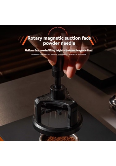 Geekyou 51mm Derinlik Ayarlanabilir Kahve Karıştırıcı - Paslanmaz Çelik-alüminyum Döner İğne Dağıtıcı Aleti Siyah