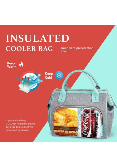 Kadınlar İçin Yalıtımlı Öğle Yemeği Çantası, Sızdırmaz Büyük Öğle Yemeği Kutusu, Ayarlanabilir Askılı Yeniden Kullanılabilir Öğle Yemeği Soğutucu Çanta, Kadınlar İçin Öğle Yemeği Çantası, Turkuaz Öğle Yemeği Çantası Çok Renkli