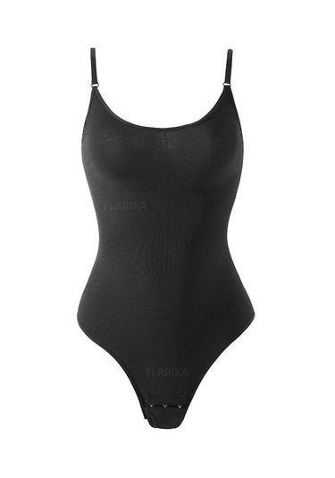 Siyah Flarixa Dikişsiz Vücut Şekillendirici Kadın Bodysuit Açık Kasık Shapewear Doğum Sonrası Karın Kontrol Shapewear Zayıflama İç Tulum