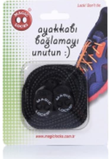 Magic Locks Yuvarlak Akıllı Bağcık-Siyah Siyah